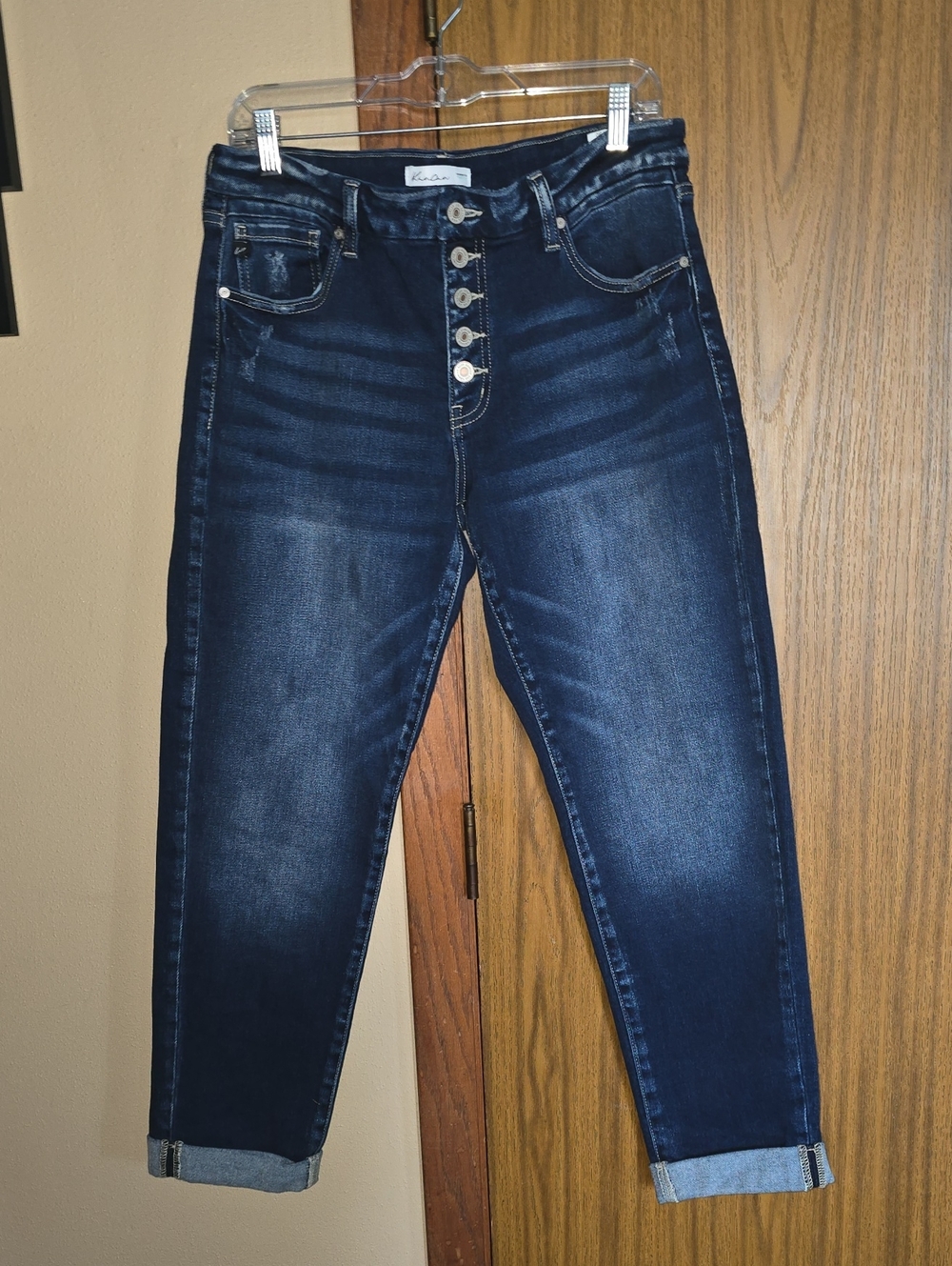 KanCan Dark Blue Boyfriend Button-Fly Jeans
